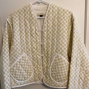 Yellow and white quilted jacket